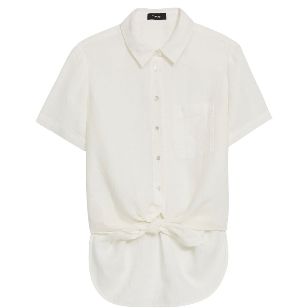 Theory Hekanina linen-Blend top - white